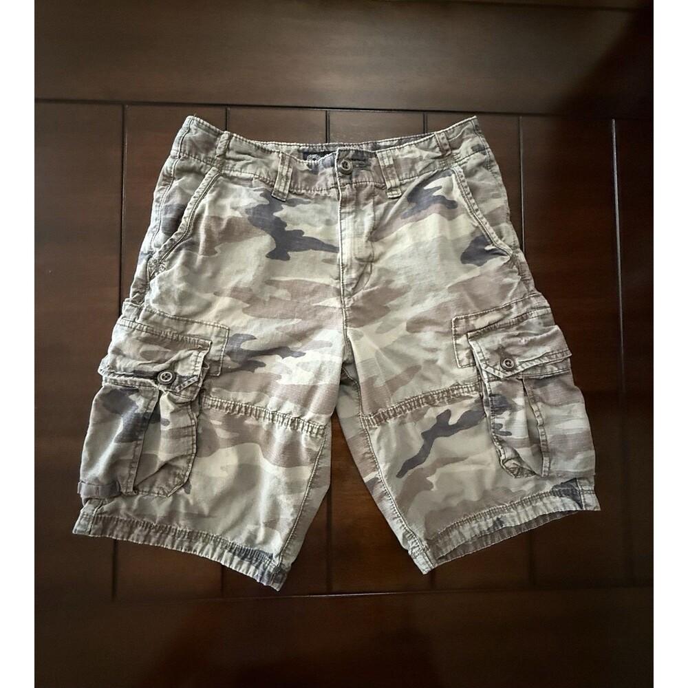 🔥American Eagle Outfitters Fitch Camo Cargo Shorts Green Brown 28 (30) Y2K
